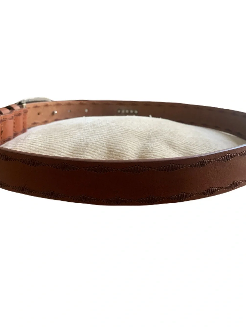 Olga Santini Womens Small Tan Brown Silver Tone Buckle Belt Western Boho Cowgirl